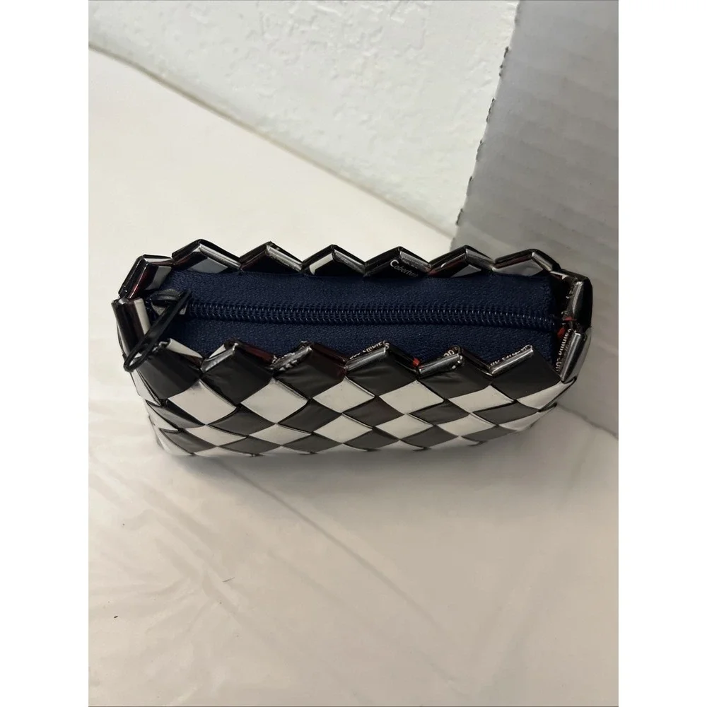 Candy Wrapper Zippered Wallet Coin‎ Purse Black Silver 5.5 X 3.25 Metallic Bling